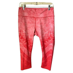 ALO Pink Poppy Capri Leggings Cropped Size Medium Geometric Pattern